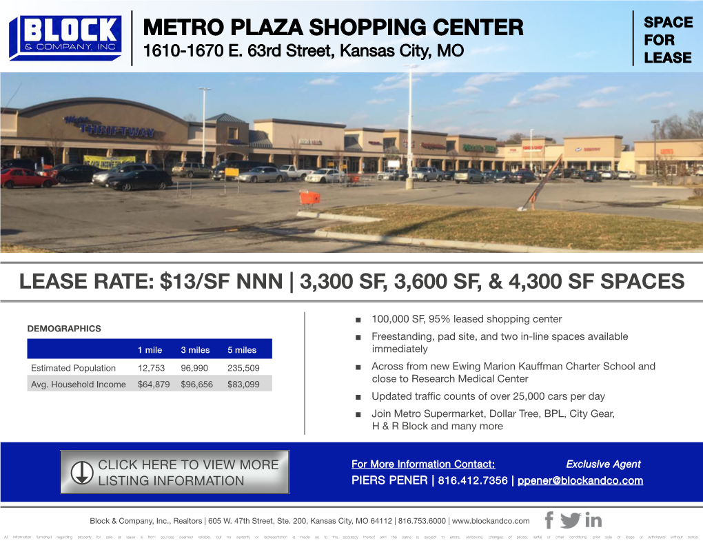 Metro Plaza Shopping Center for 1610-1670 E