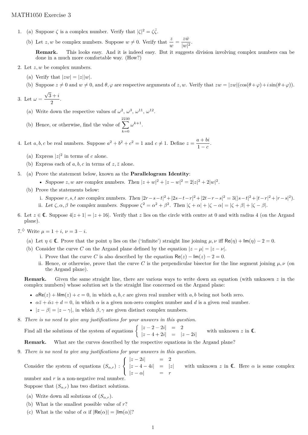 MATH1050 Exercise 3