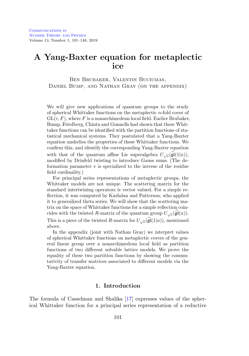 A Yang-Baxter Equation for Metaplectic Ice