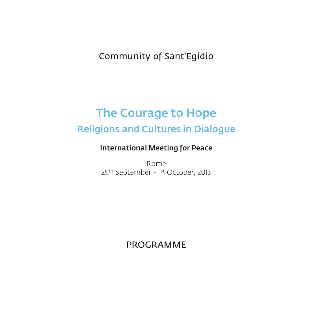 The Courage to Hope Religions and Cultures in Dialogue