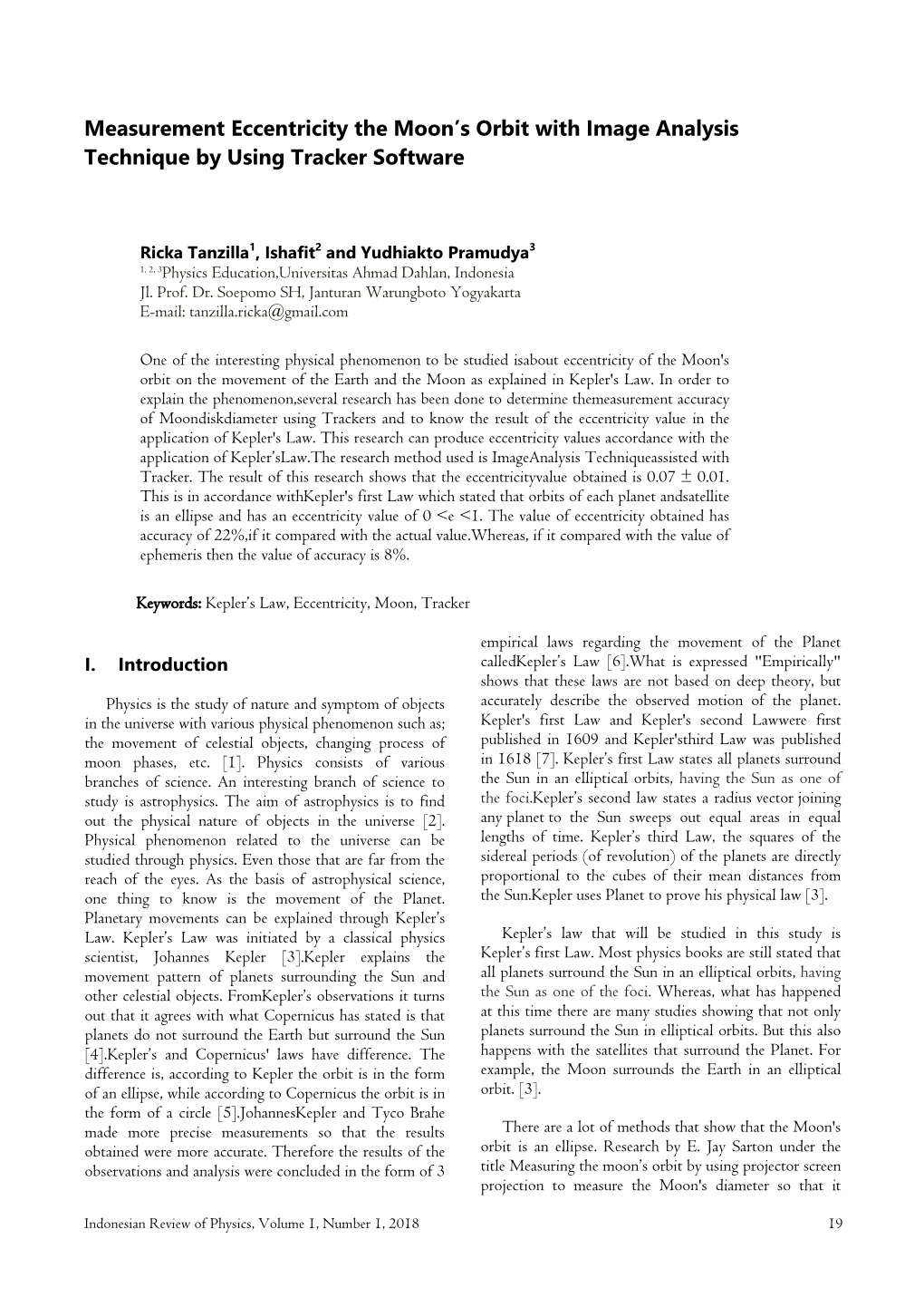 Measurement Eccentricity the Moon's Orbit with Image Analysis