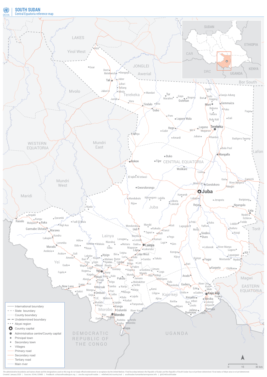 SOUTH SUDAN Central Equatoria Reference Map