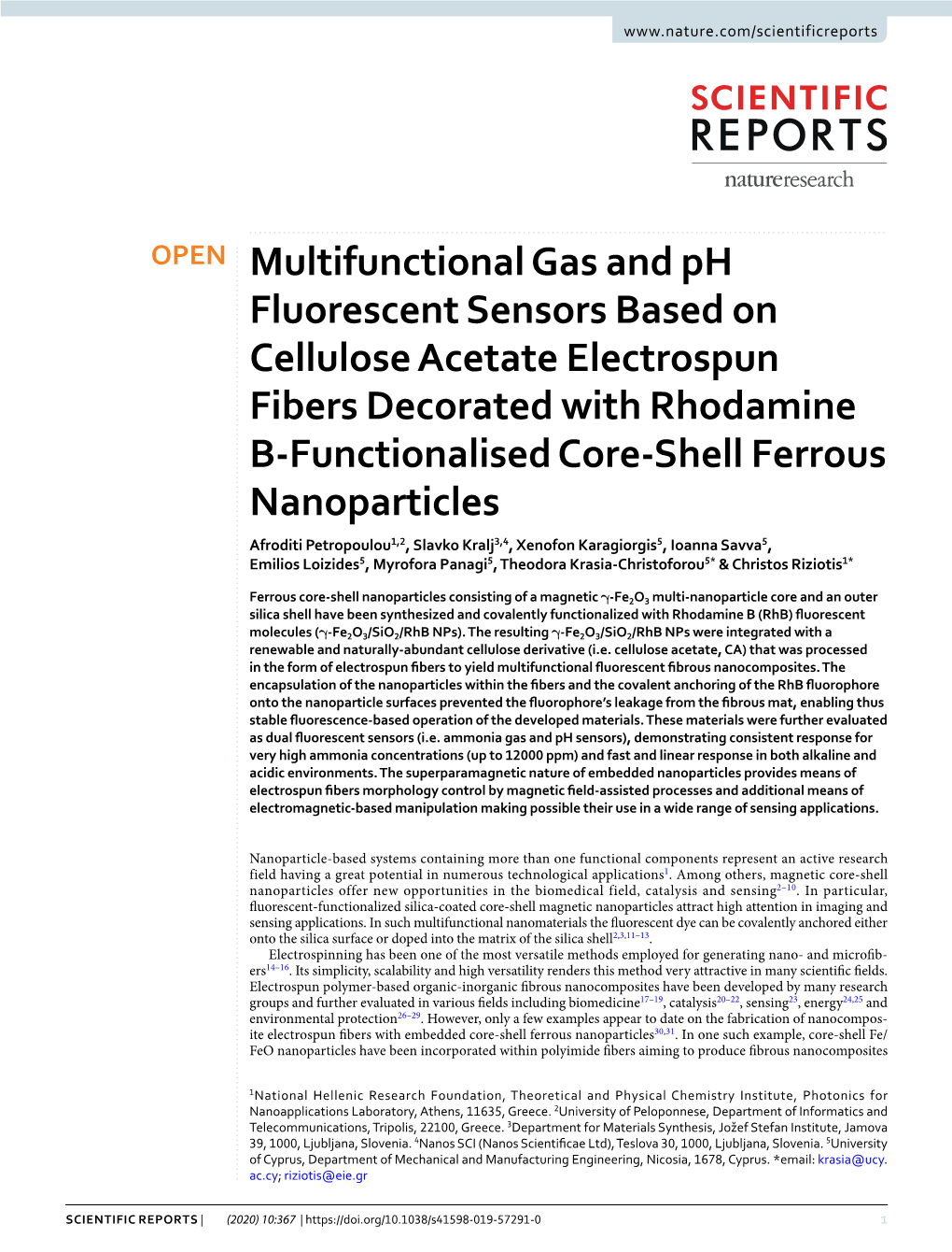 Multifunctional Gas and Ph Fluorescent Sensors Based On