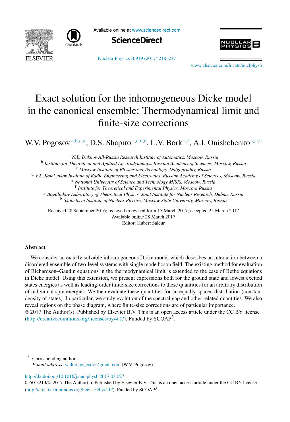 Exact Solution for the Inhomogeneous Dicke Model in the Canonical Ensemble: Thermodynamical Limit and ﬁnite-Size Corrections