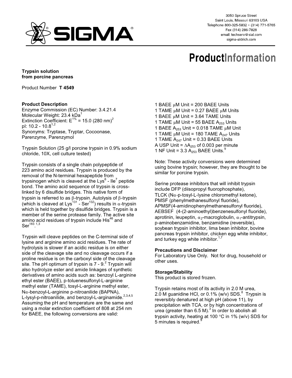 Trypsin Solution from Porcine Pancreas