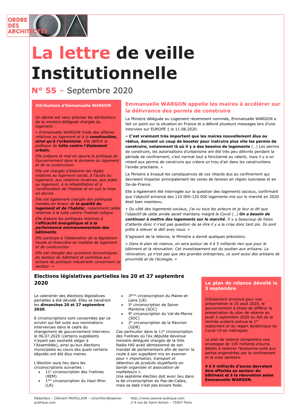 La Lettre De Veille Institutionnelle