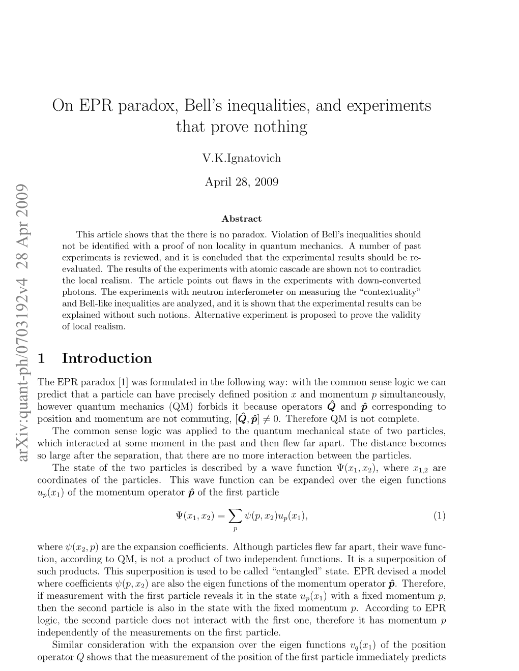 On EPR Paradox, Bell's Inequalities, and Experiments That Prove