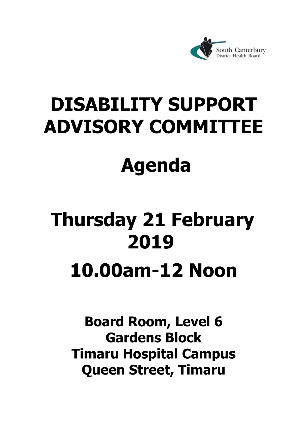 DISABILITY SUPPORT ADVISORY COMMITTEE Agenda Thursday 21