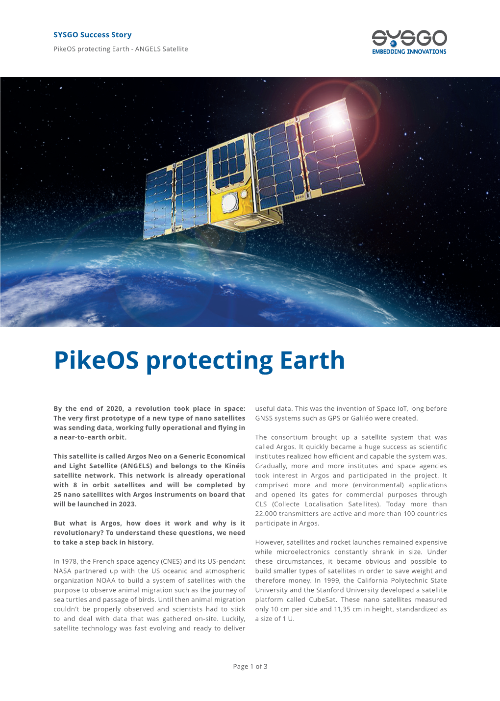 Pikeos Protecting Earth - ANGELS Satellite