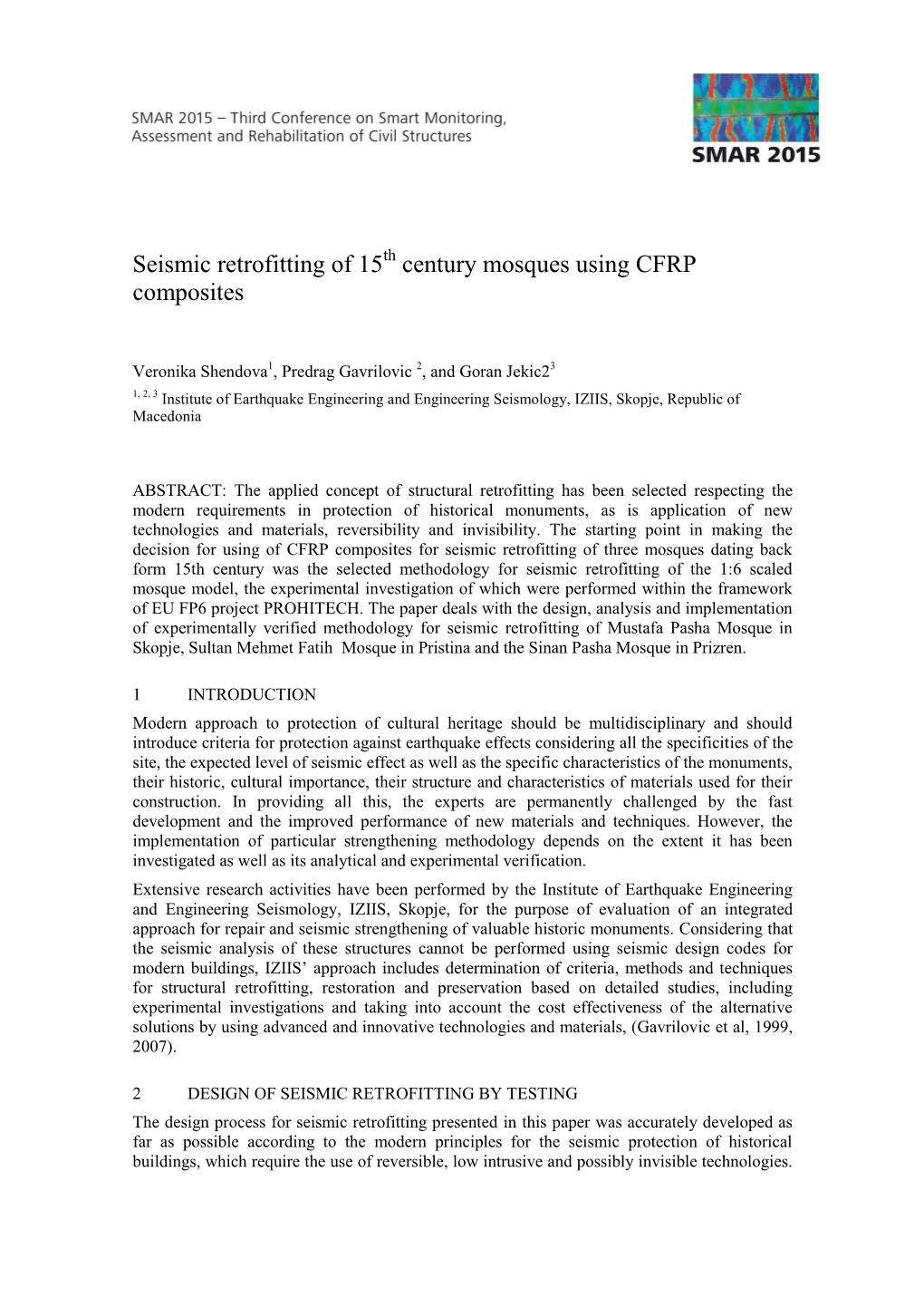 Seismic Retrofitting of 15Th Century Mosques Using CFRP Composites