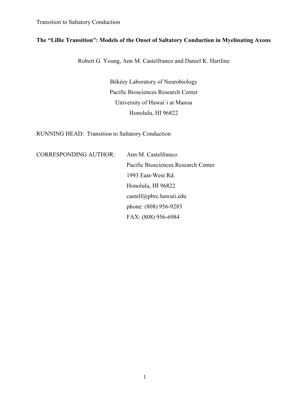 Transition to Saltatory Conduction