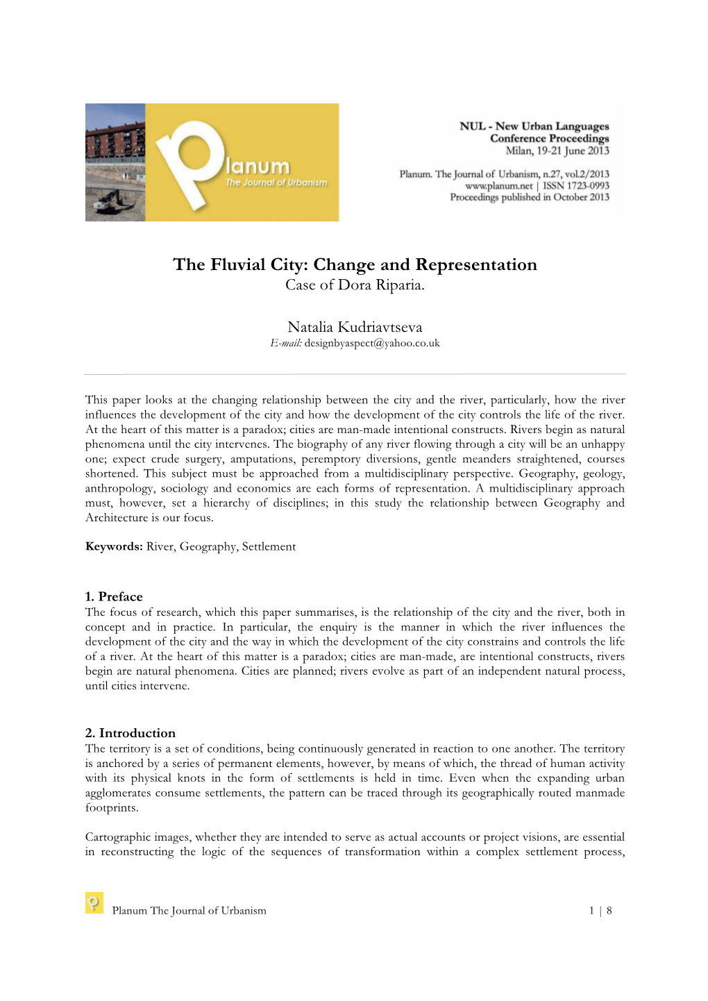 The Fluvial City: Change and Representation Case of Dora Riparia