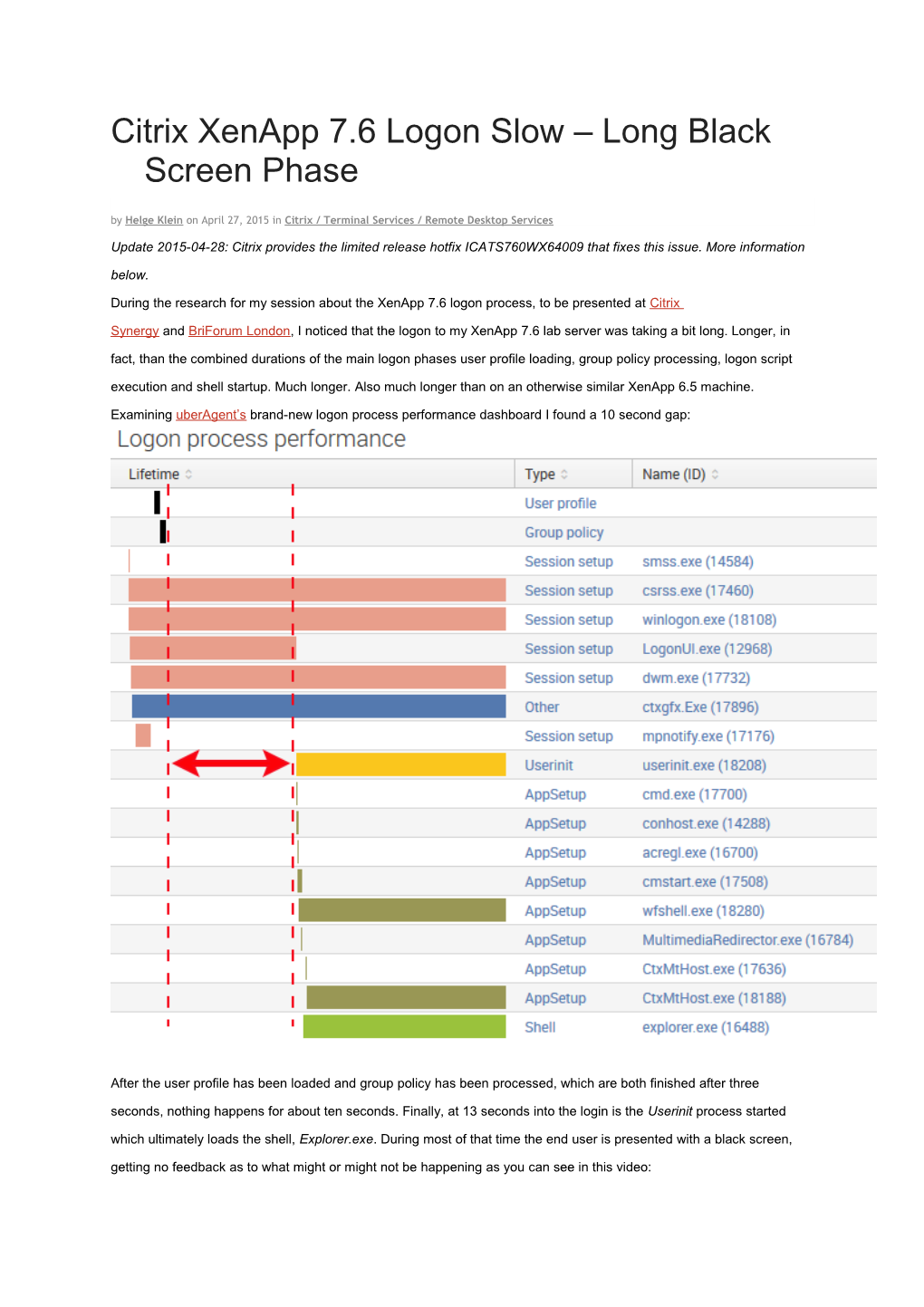 Citrix Xenapp 7.6 Logon Slow Long Black Screen Phase