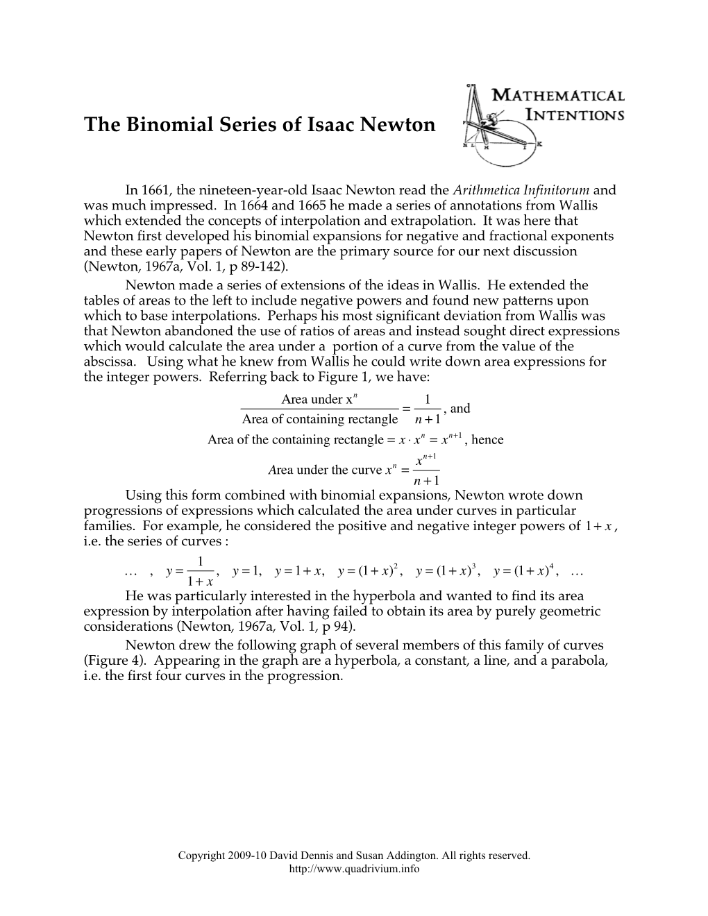The Binomial Series of Isaac Newton