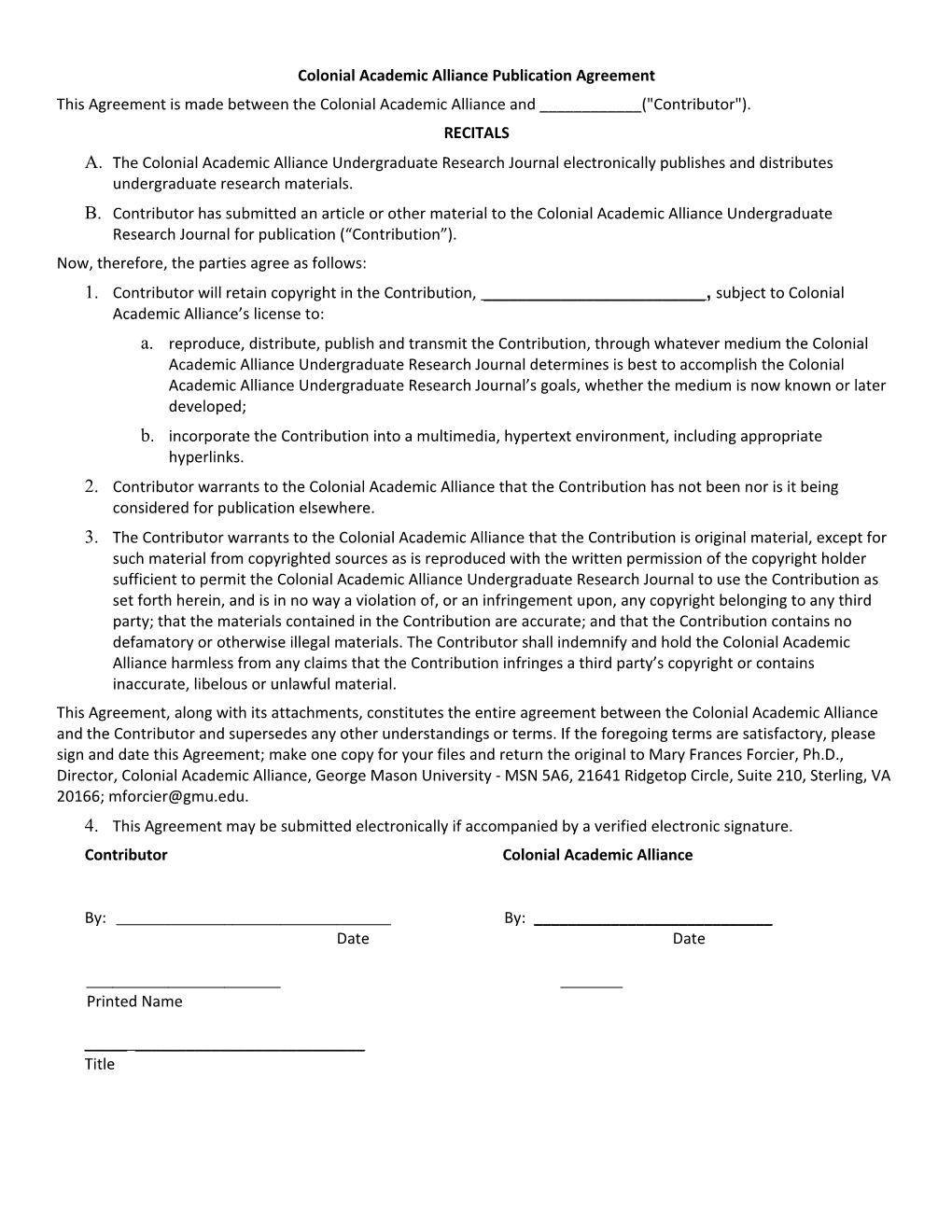 Electronic Publication Agreement