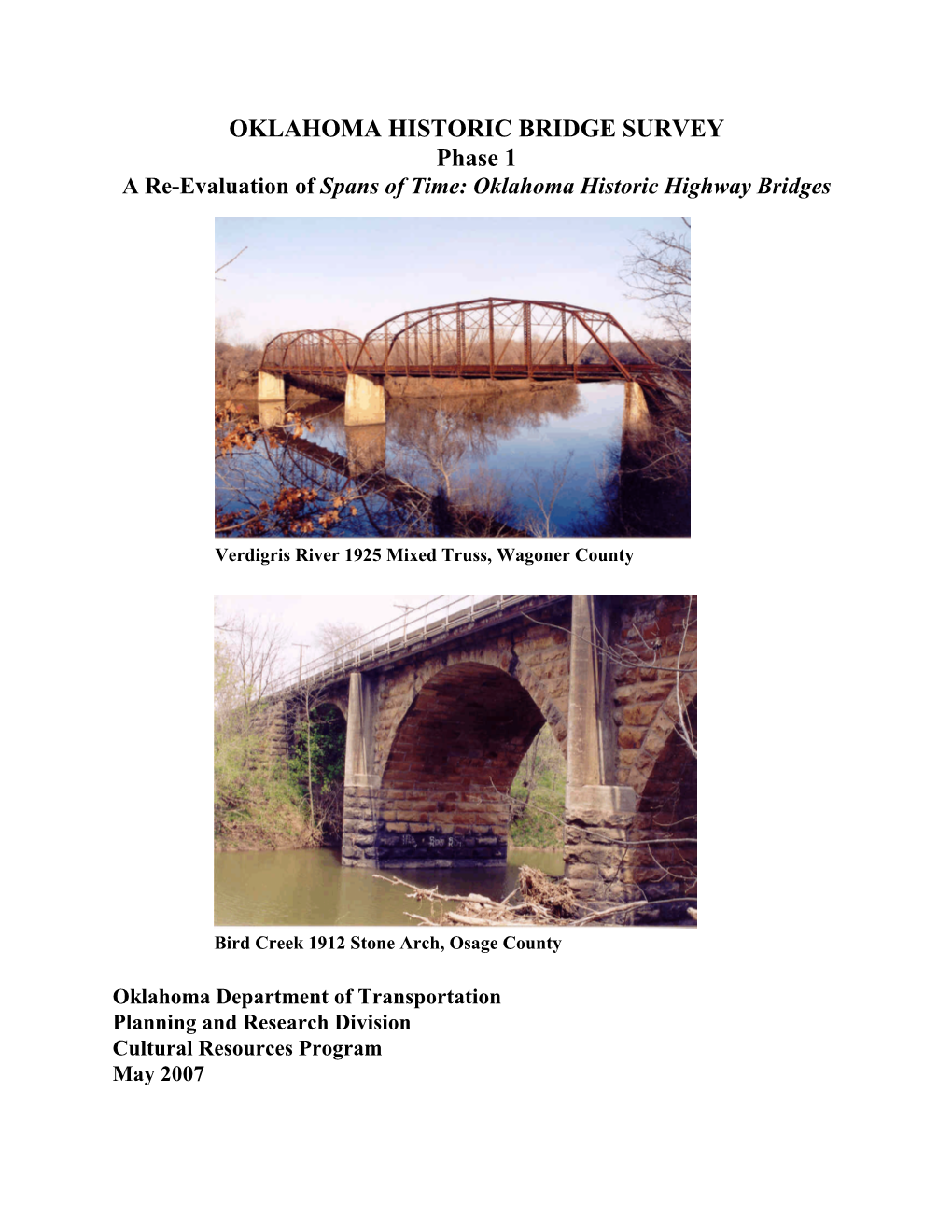 Oklahoma Historic Highway Bridge Survey Phase I