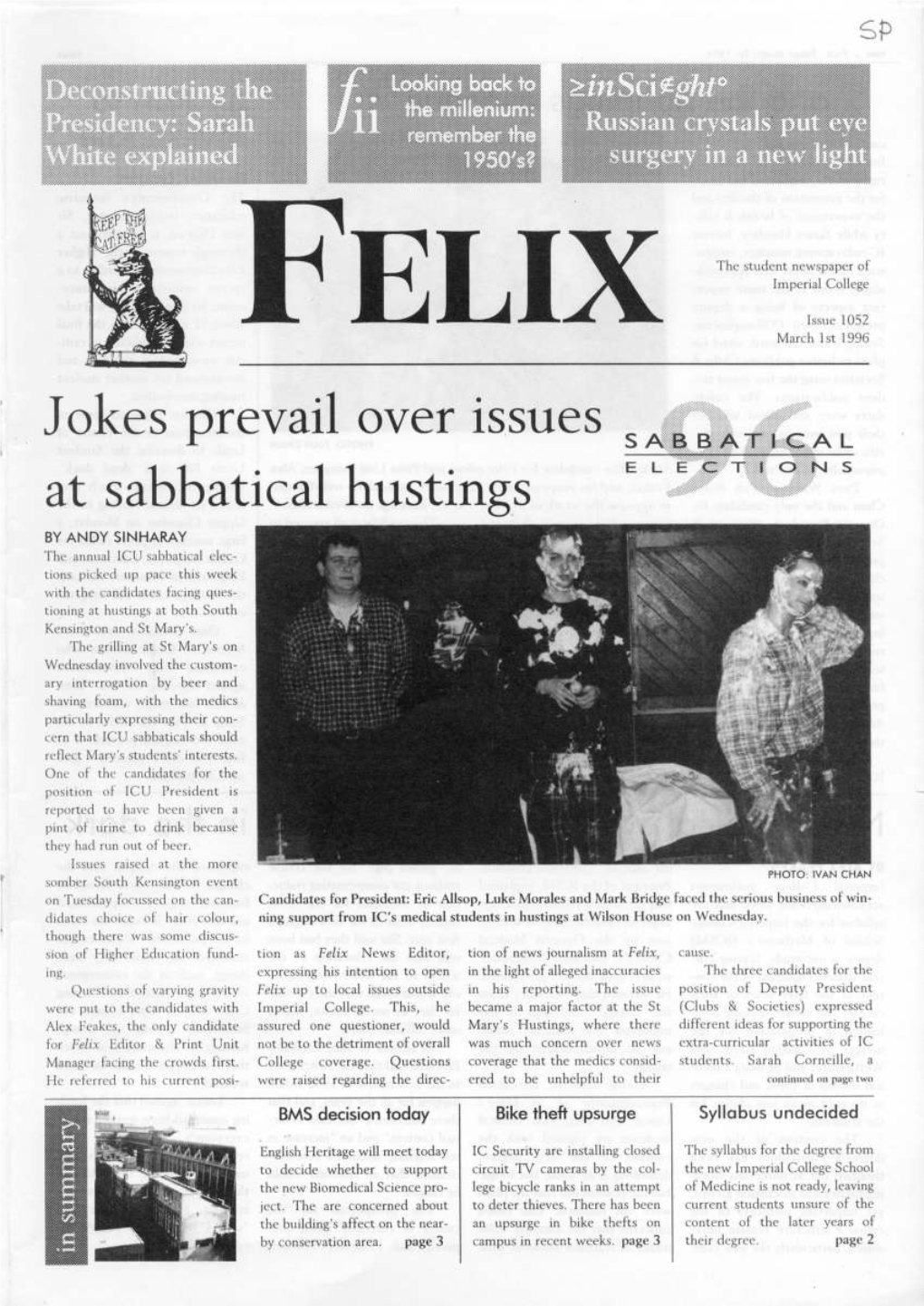 Felix Issue 1045, 1996