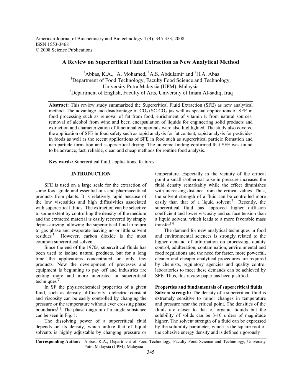 A Review on Supercritical Fluid Extraction As New Analytical Method