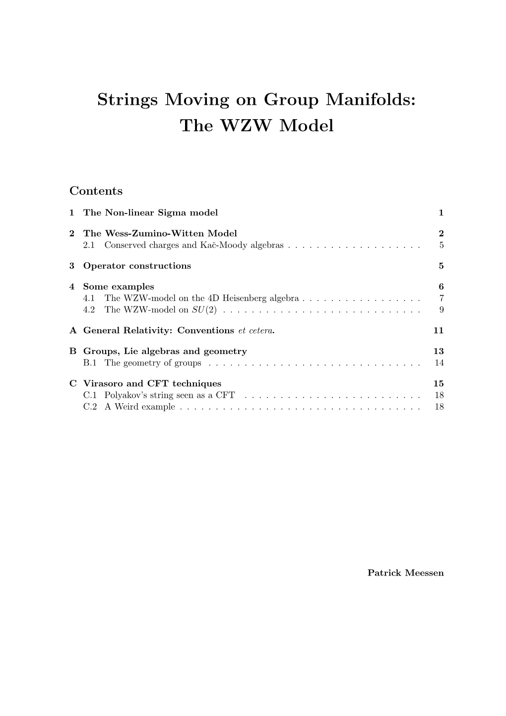 Strings Moving on Group Manifolds: the WZW Model