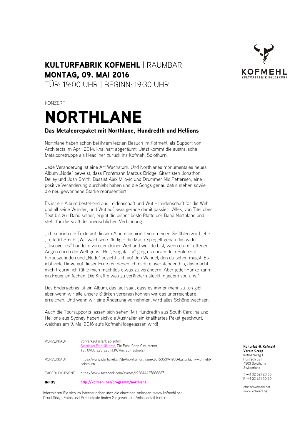 NORTHLANE Das Metalcorepaket Mit Northlane, Hundredth Und Hellions