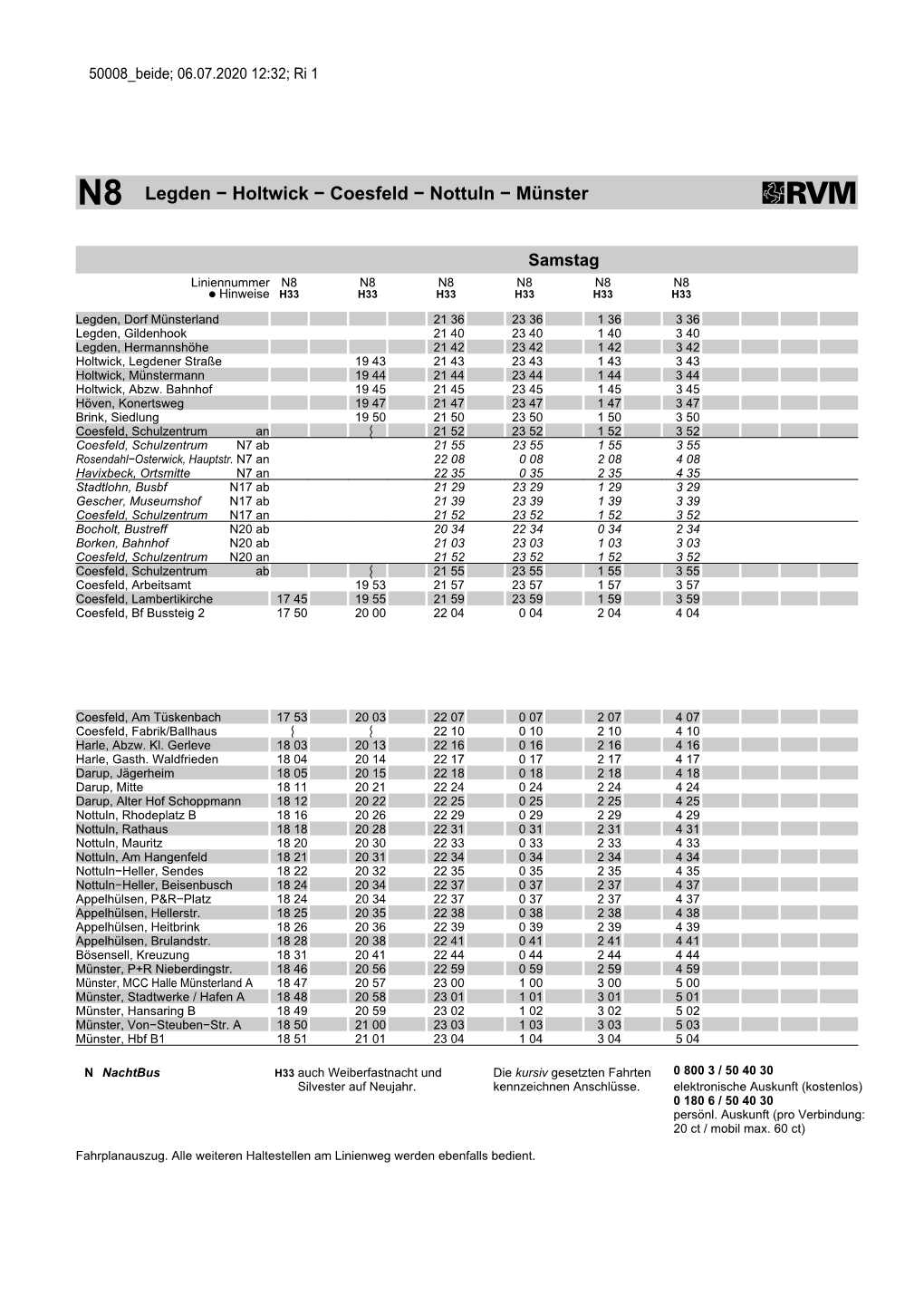 Legden − Holtwick − Coesfeld − Nottuln − Münster Y