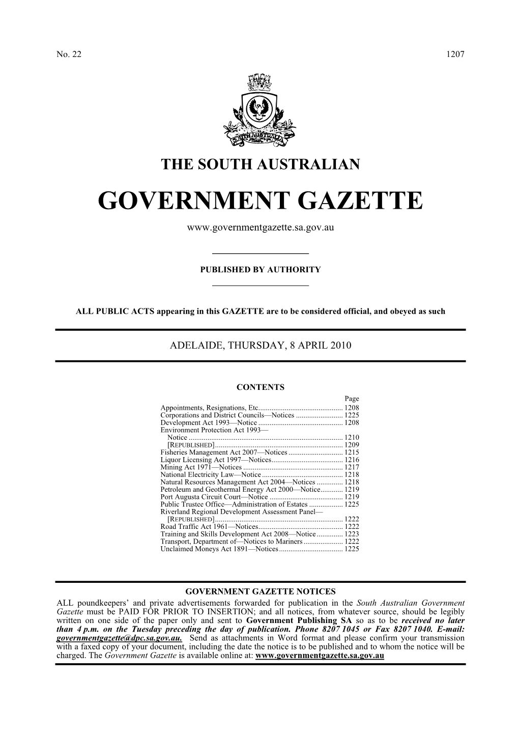 Government Publishing SA So As to Be Received No Later Than 4 P.M