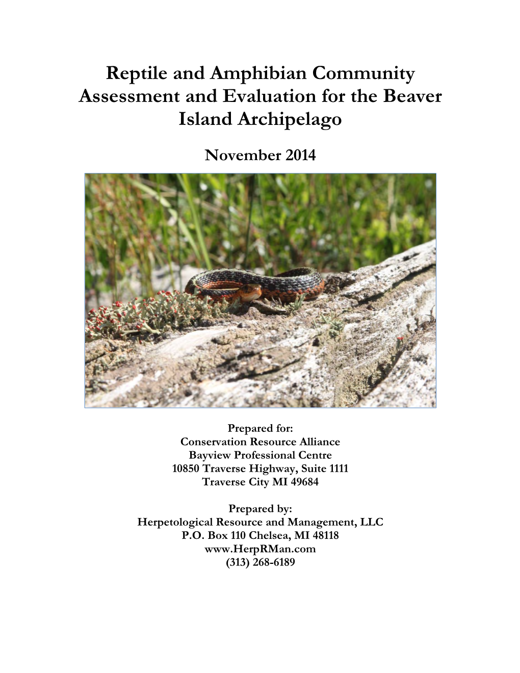 Reptile and Amphibian Community Assessment and Evaluation for the Beaver Island Archipelago