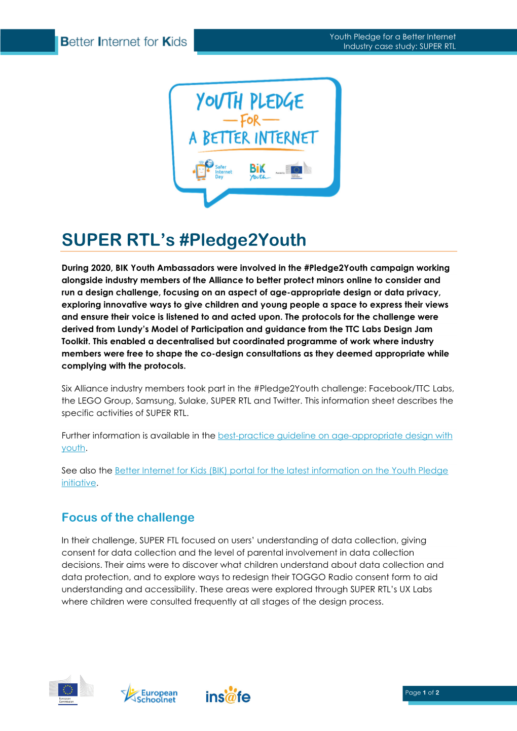 SUPER RTL's #Pledge2youth