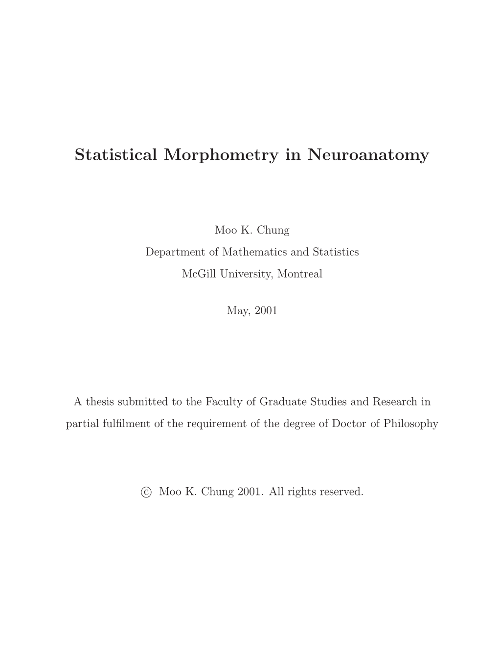 Statistical Morphometry in Neuroanatomy