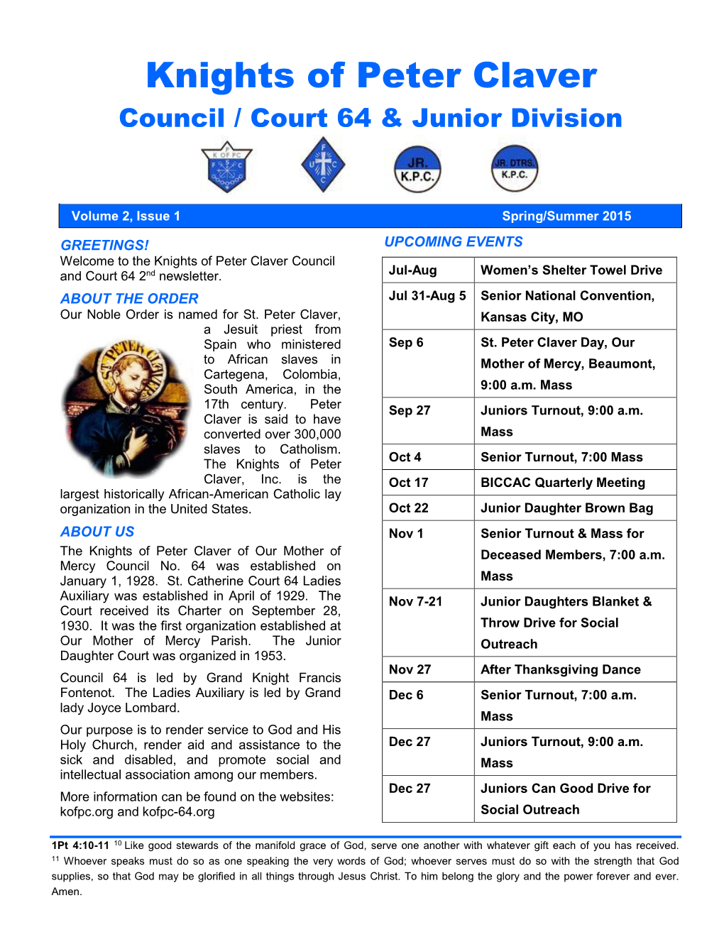 Knights of Peter Claver Council / Court 64 & Junior Division