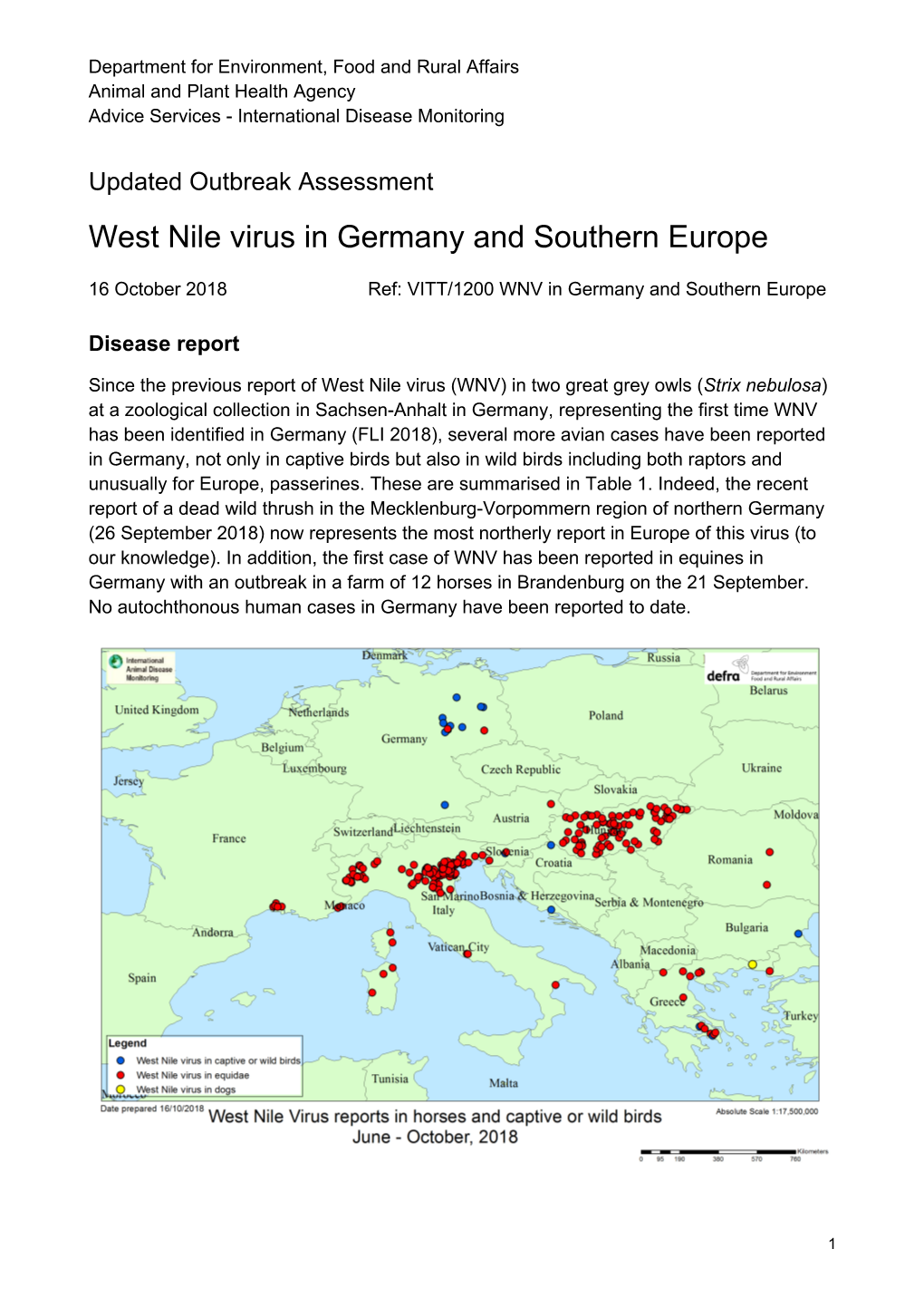 West Nile Virus in Germany and Southern Europe