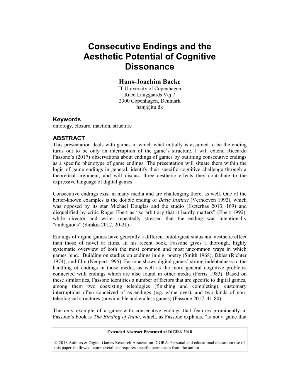 Consecutive Endings and the Aesthetic Potential of Cognitive Dissonance