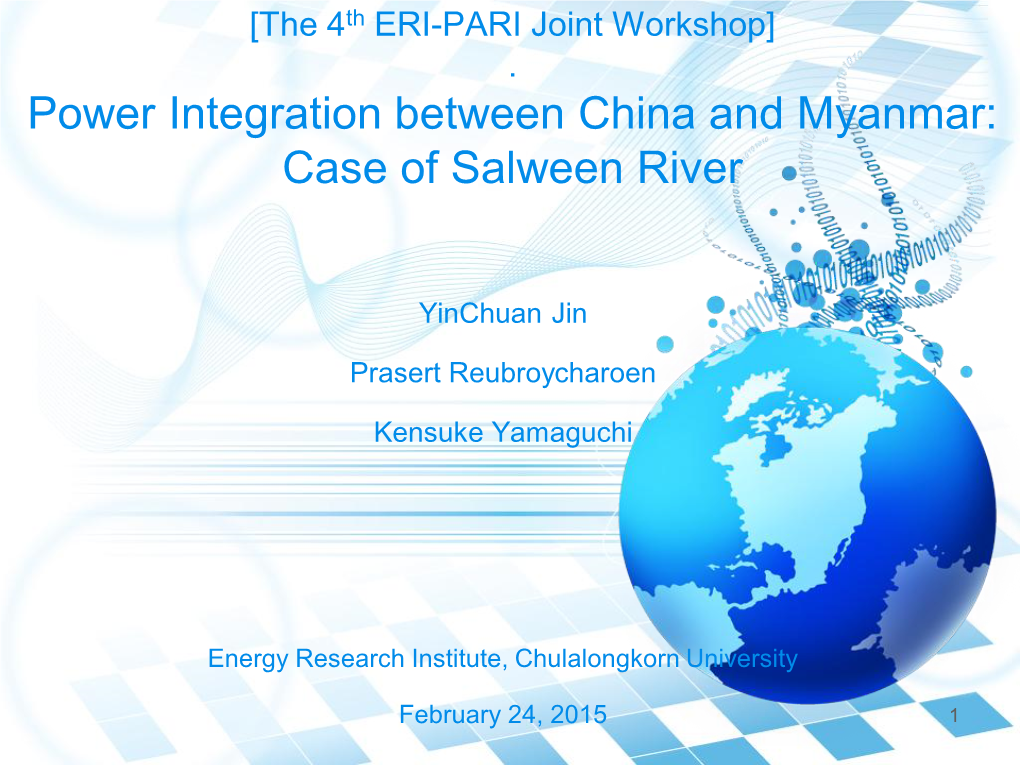 Power Integration Between China and Myanmar: Case of Salween River