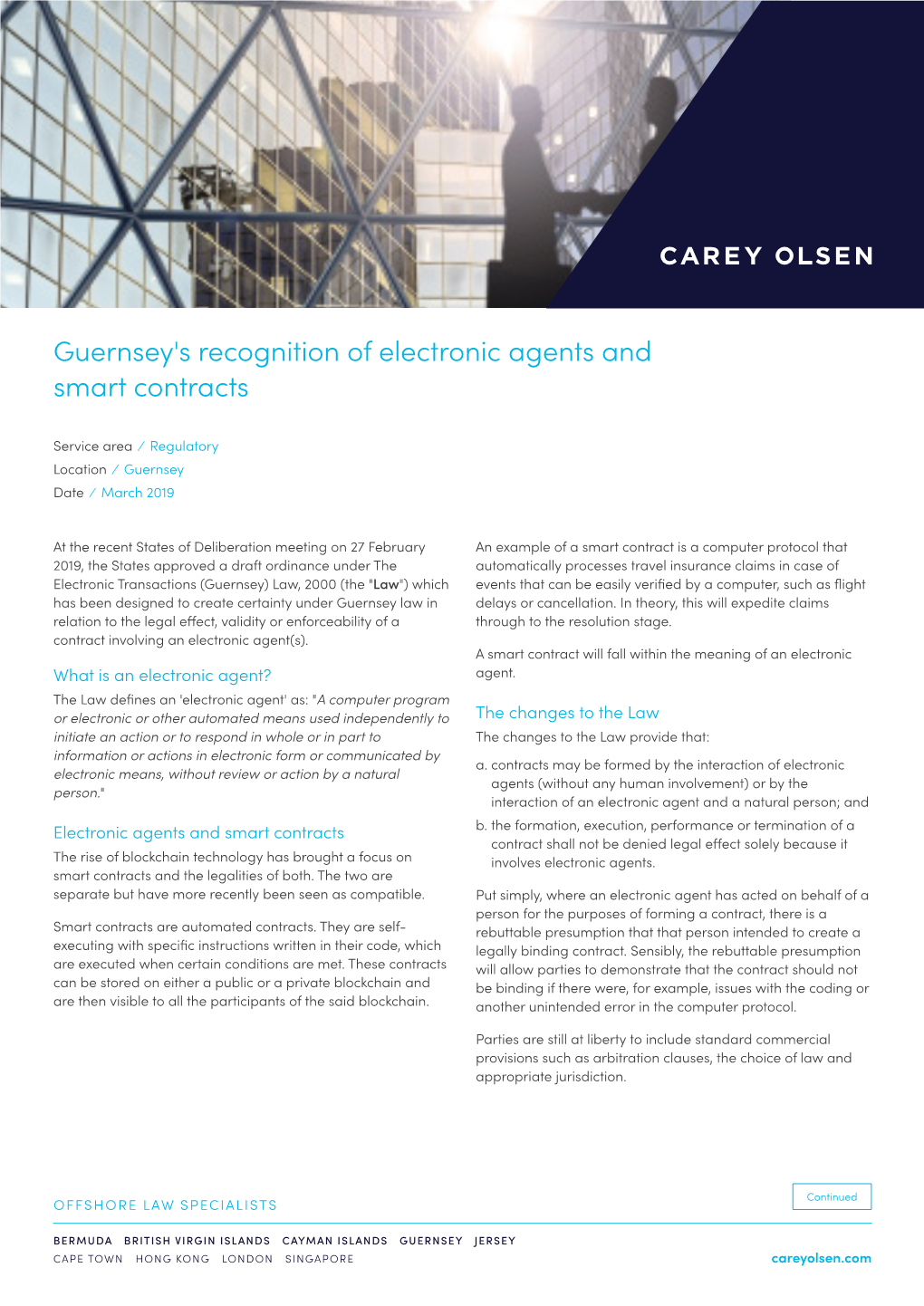 Guernsey's Recognition of Electronic Agents and Smart Contracts