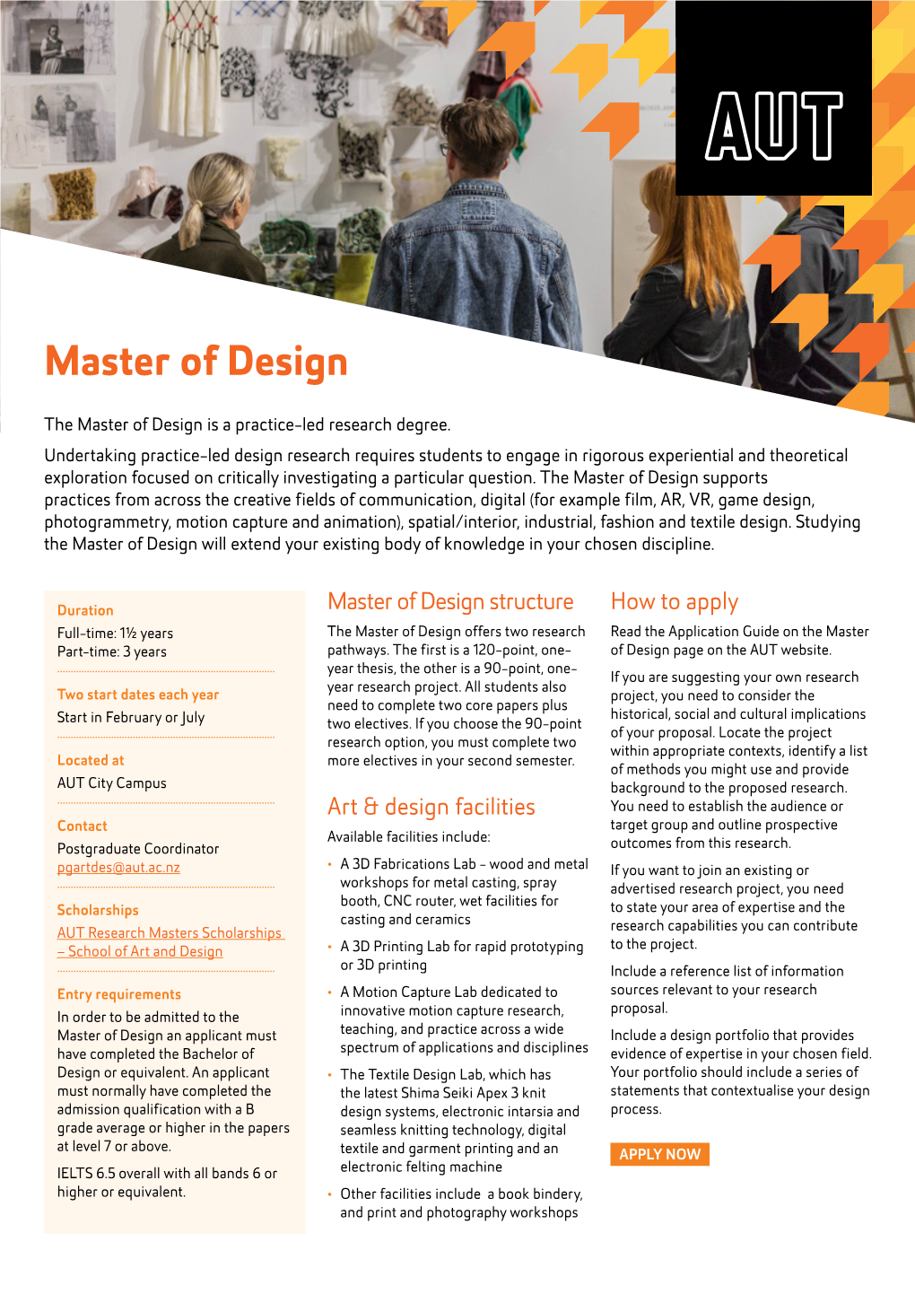 Download Our Master of Design Programme Guide