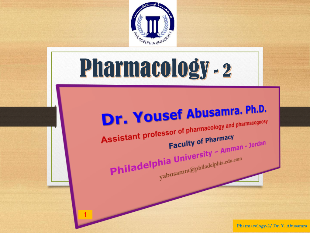 Pharmacology-2/ Dr