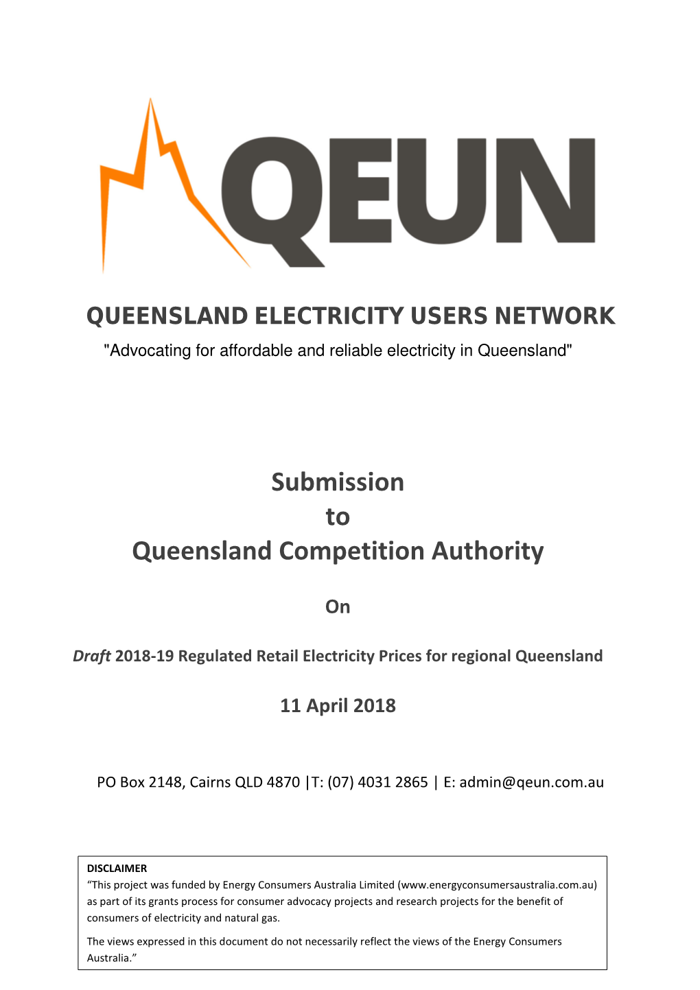 Submission to Queensland Competition Authority