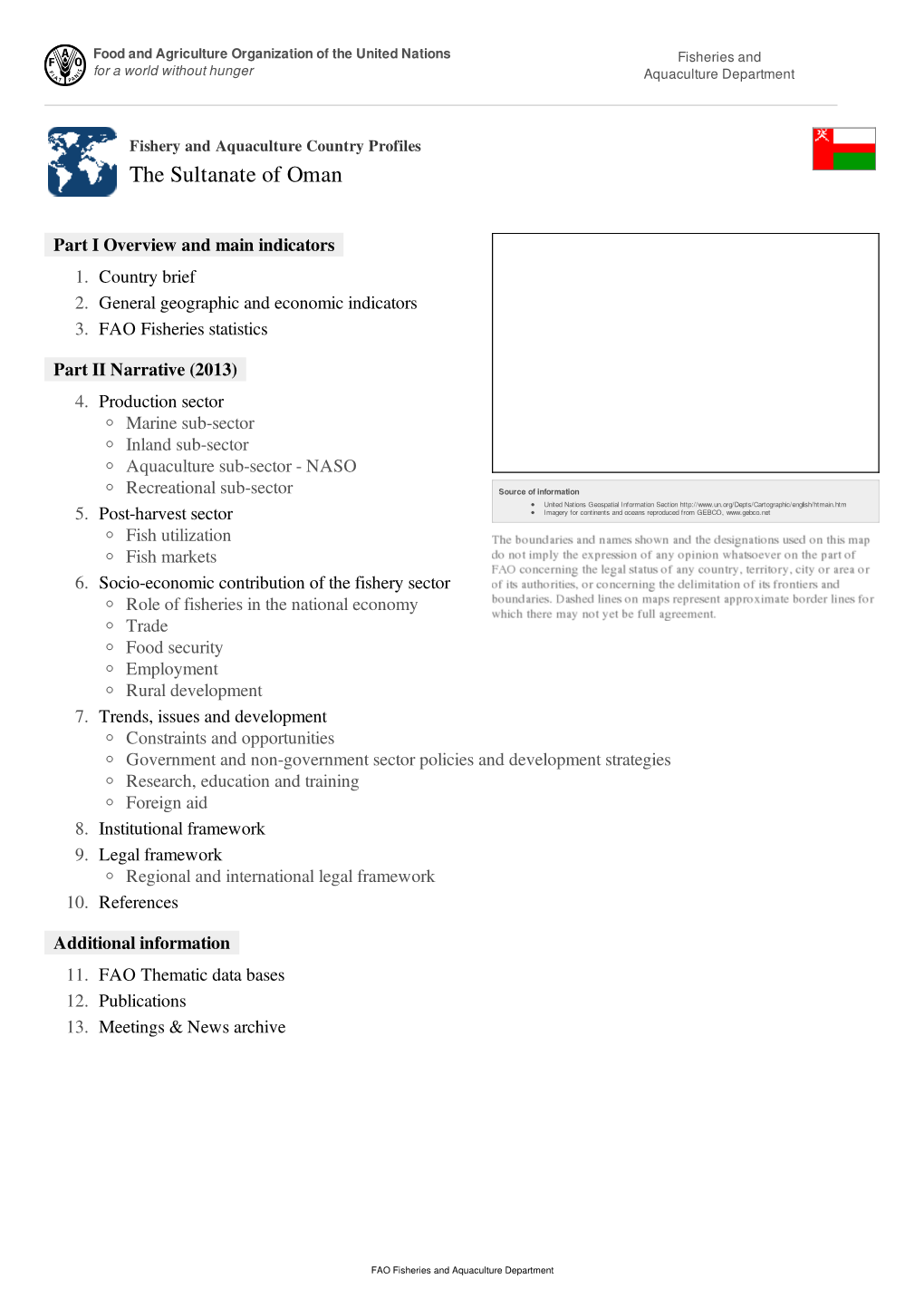 Fishery and Aquaculture Country Profiles the Sultanate of Oman
