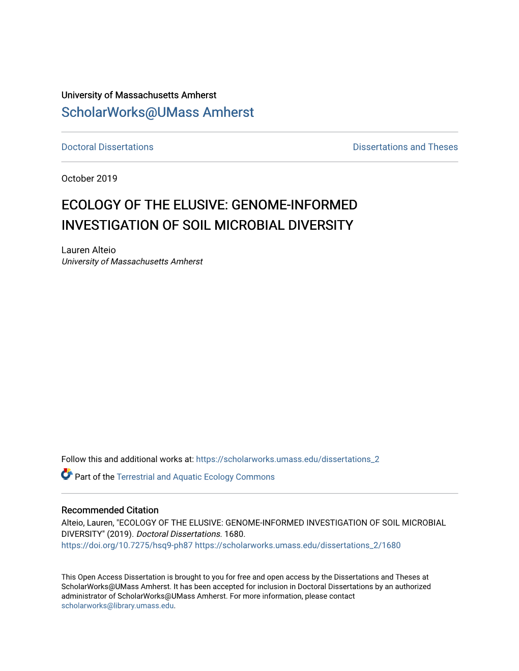 Ecology of the Elusive: Genome-Informed Investigation of Soil Microbial Diversity