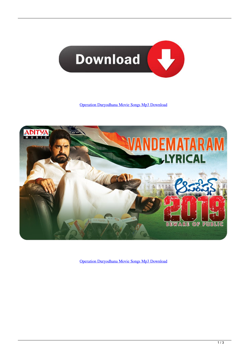 Operation Duryodhana Movie Songs Mp3 Download