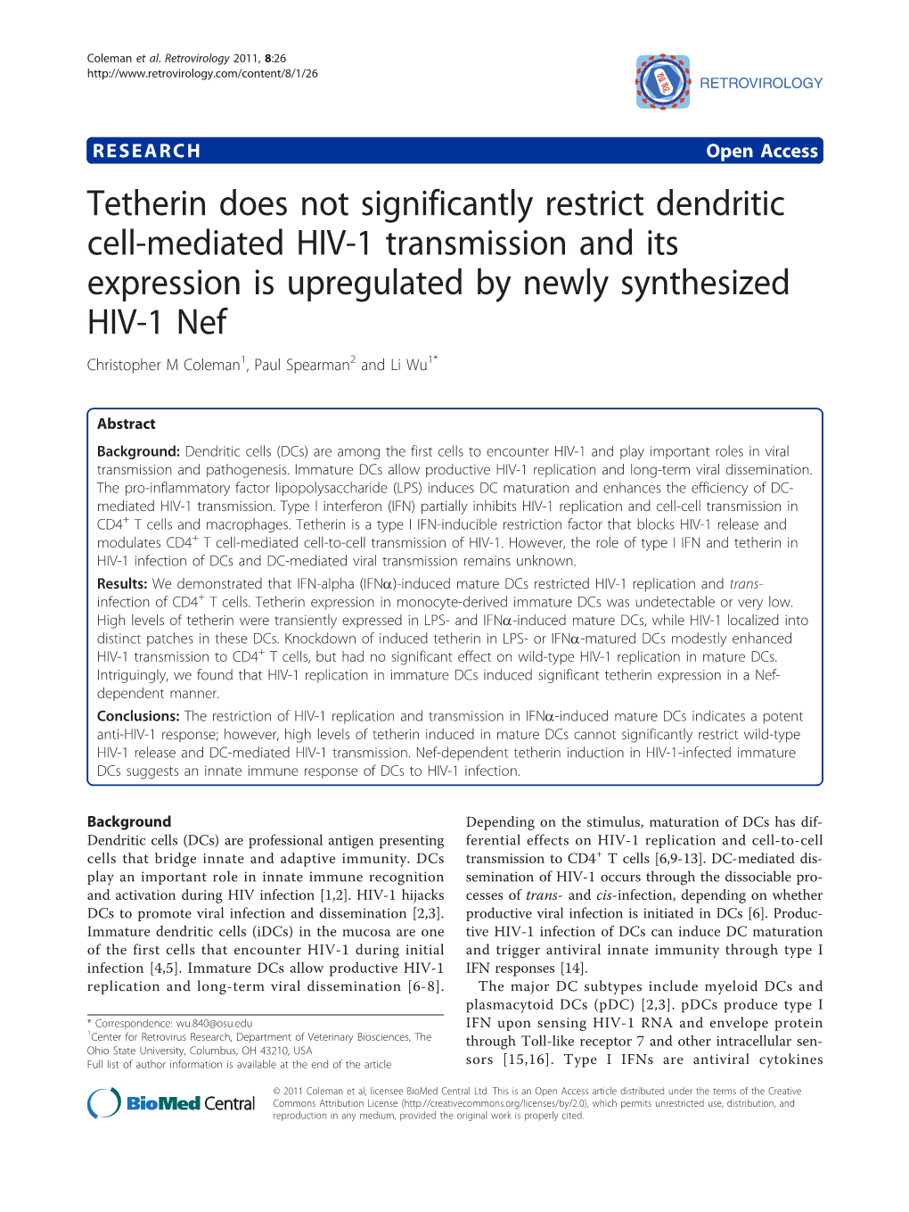 Tetherin Does Not Significantly Restrict Dendritic Cell-Mediated HIV-1