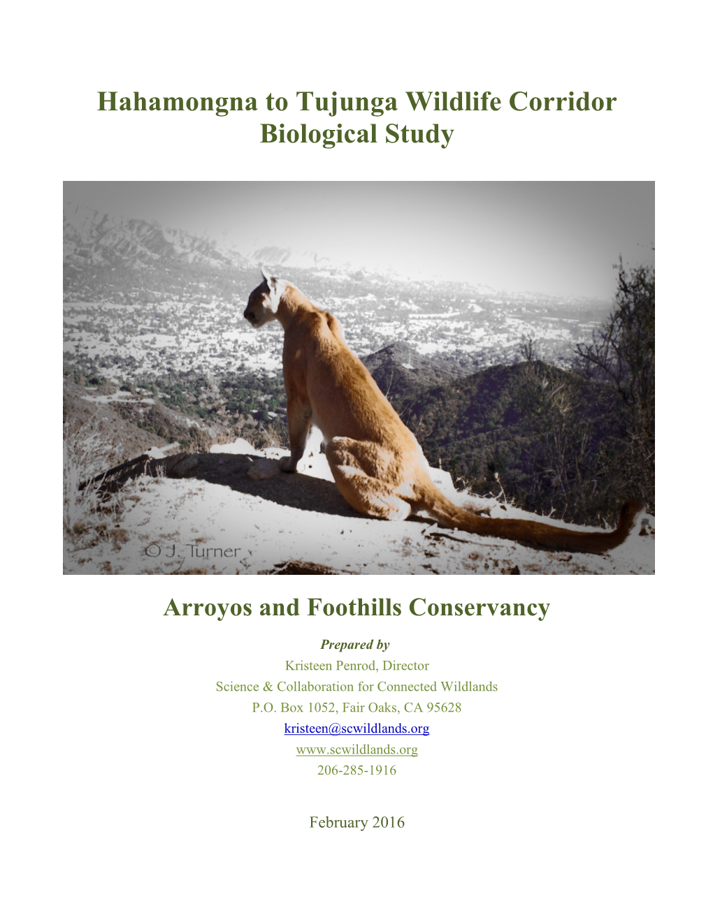 Hahamongna to Tujunga Wildlife Corridor Biological Study