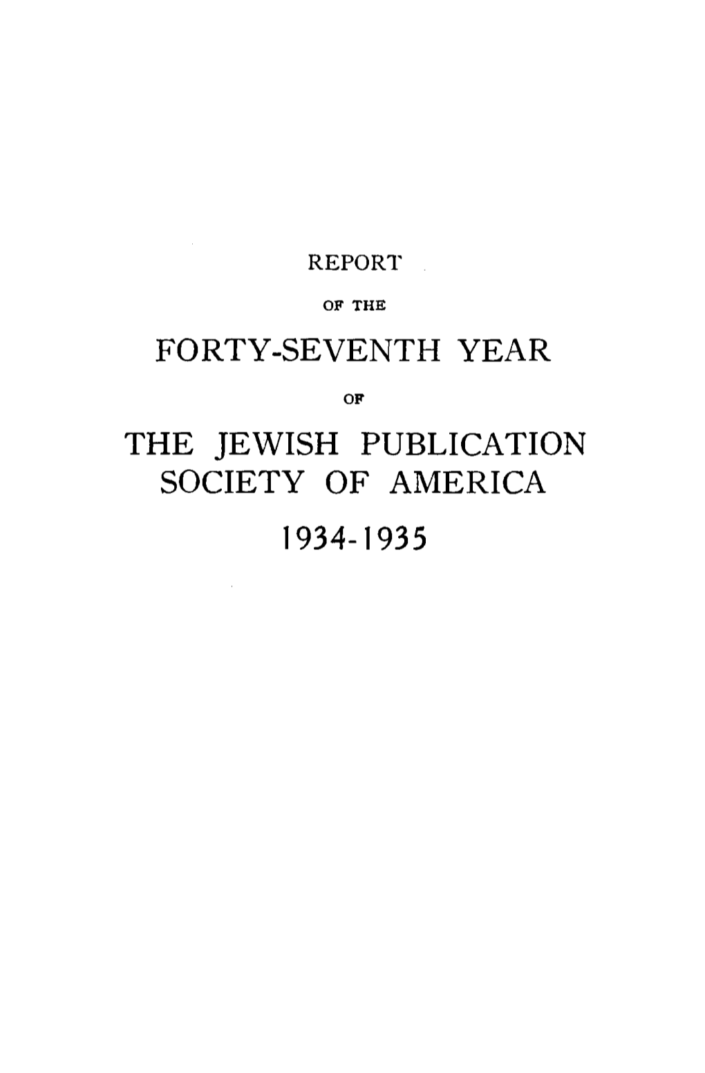 Report of the Jewish Publication Society of America (1935-1936)