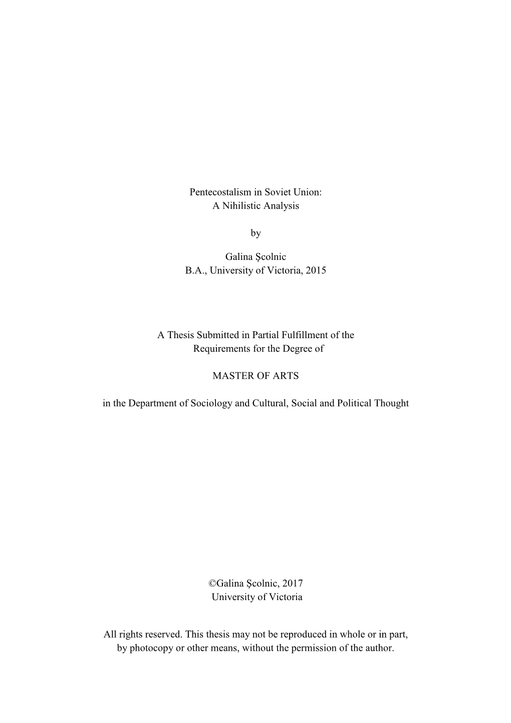 Pentecostalism in Soviet Union: a Nihilistic Analysis