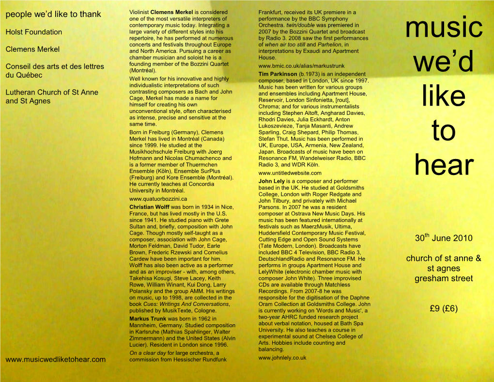 30 June 2010 Morton Feldman, David Tudor, Earle (Tate Modern, London)