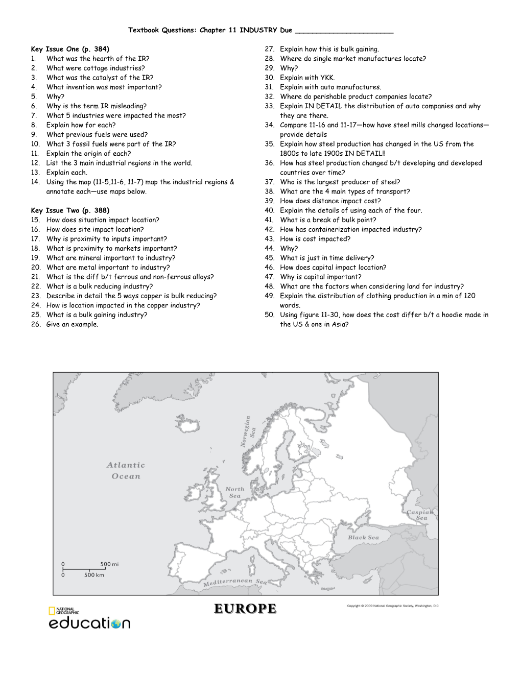 Textbook Questions: Chapter 11 INDUSTRY Due ______