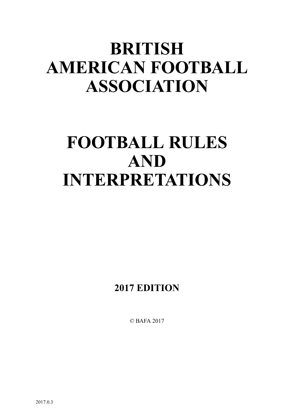 British American Football Association Football Rules