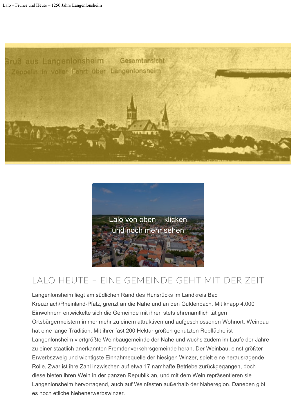 Lalo – Früher Und Heute – 1250 Jahre Langenlonsheim