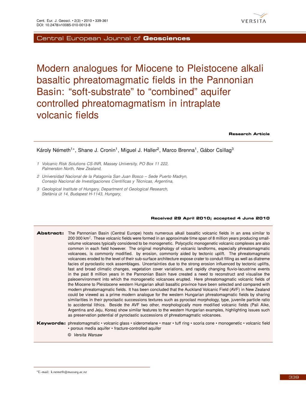 Modern Analogues for Miocene to Pleistocene