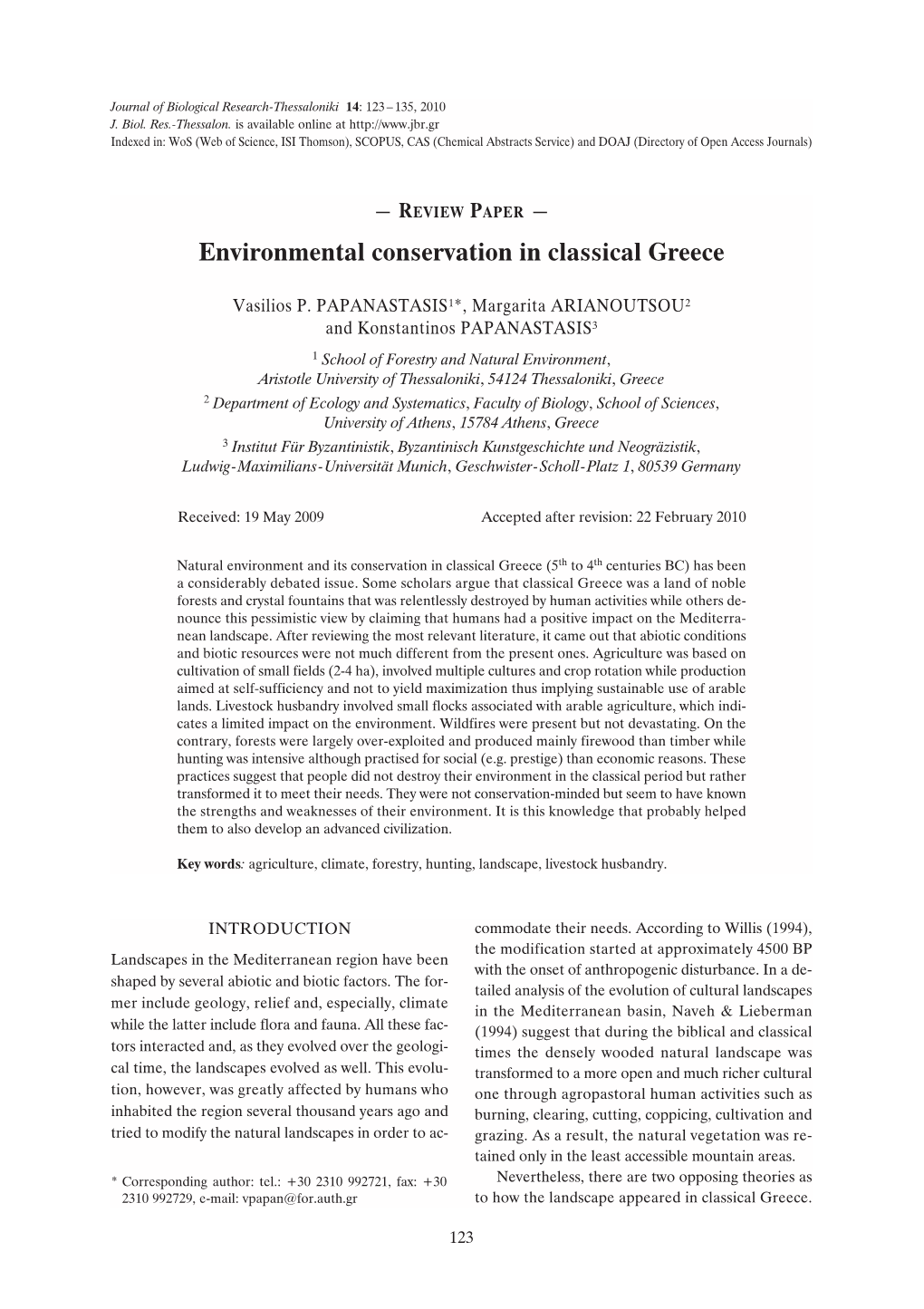 Environmental Conservation in Classical Greece